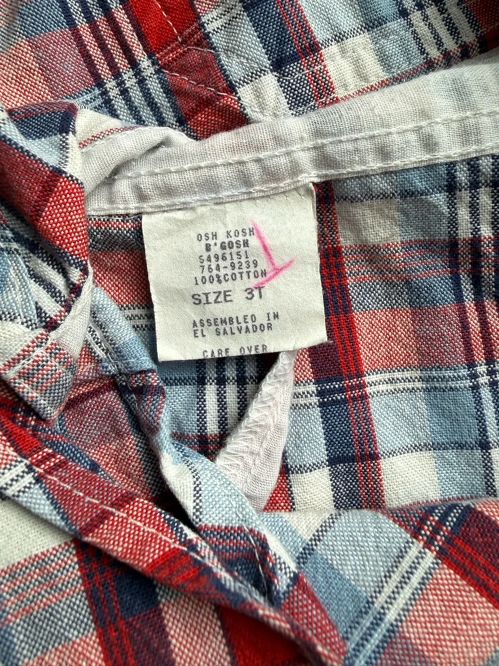 Vintage Oshkosh B'Gosh Plaid Overalls 3T Patriotic